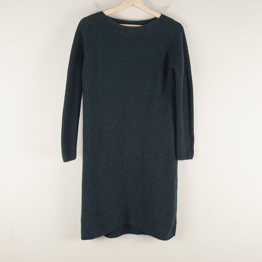 Uniqlo Wool Blend Green Long Sleeve Boat Neck Sweater Green Dress Sz M